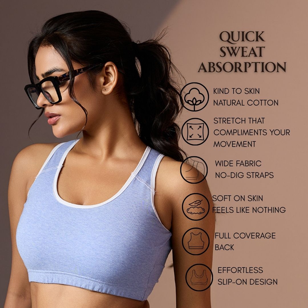 Seamless Ease Bra Top - Milange Blue