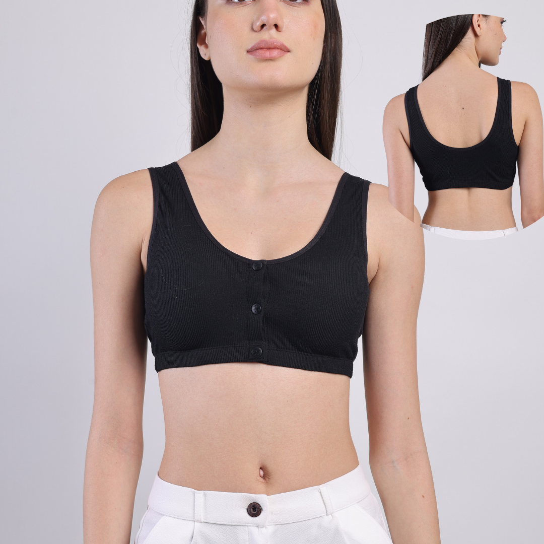Corduroy Soft Padded Ease Bra - Black