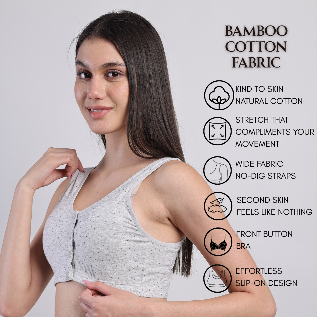 Swiss Dot Padded Bra - Grey