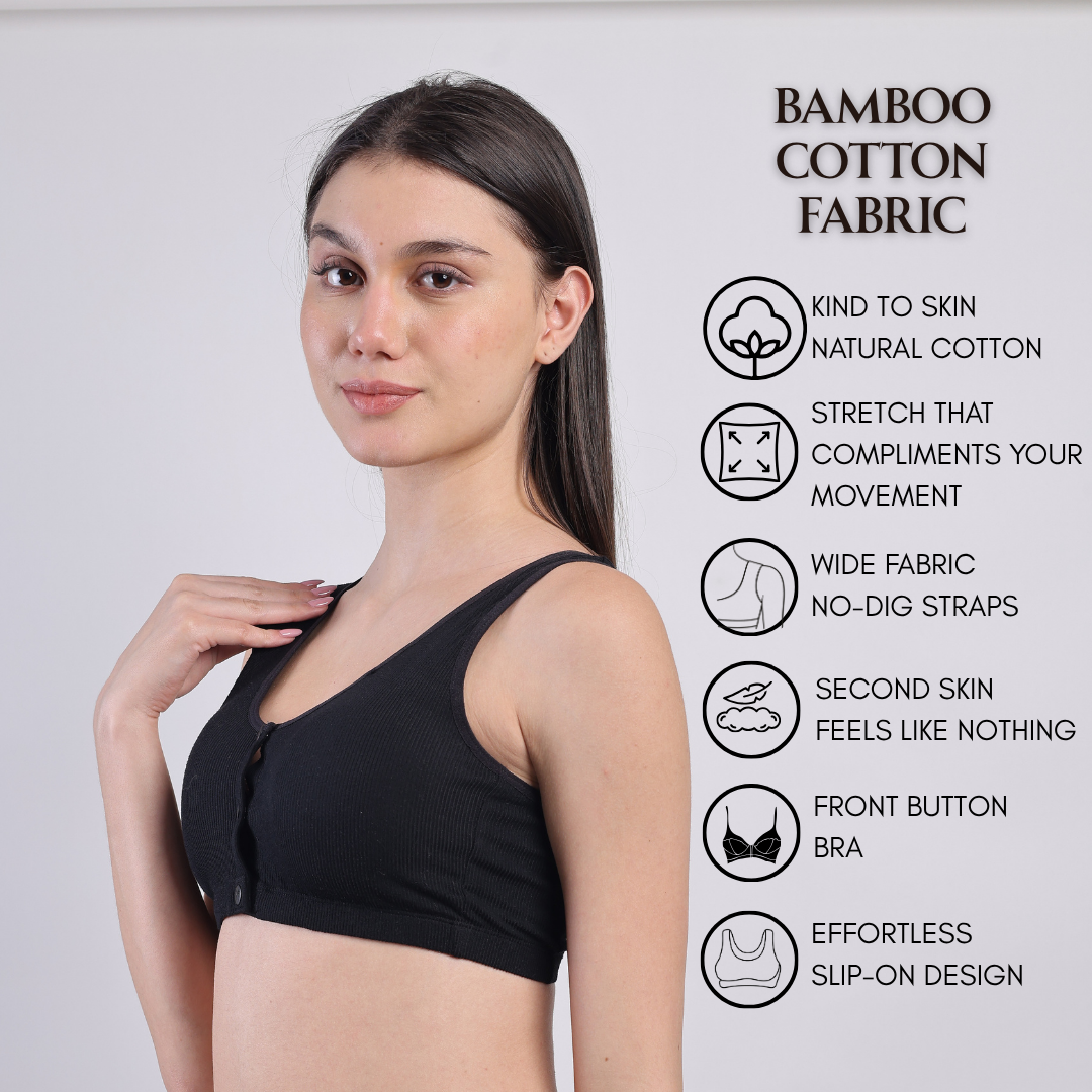 Corduroy Soft Padded Ease Bra - Black
