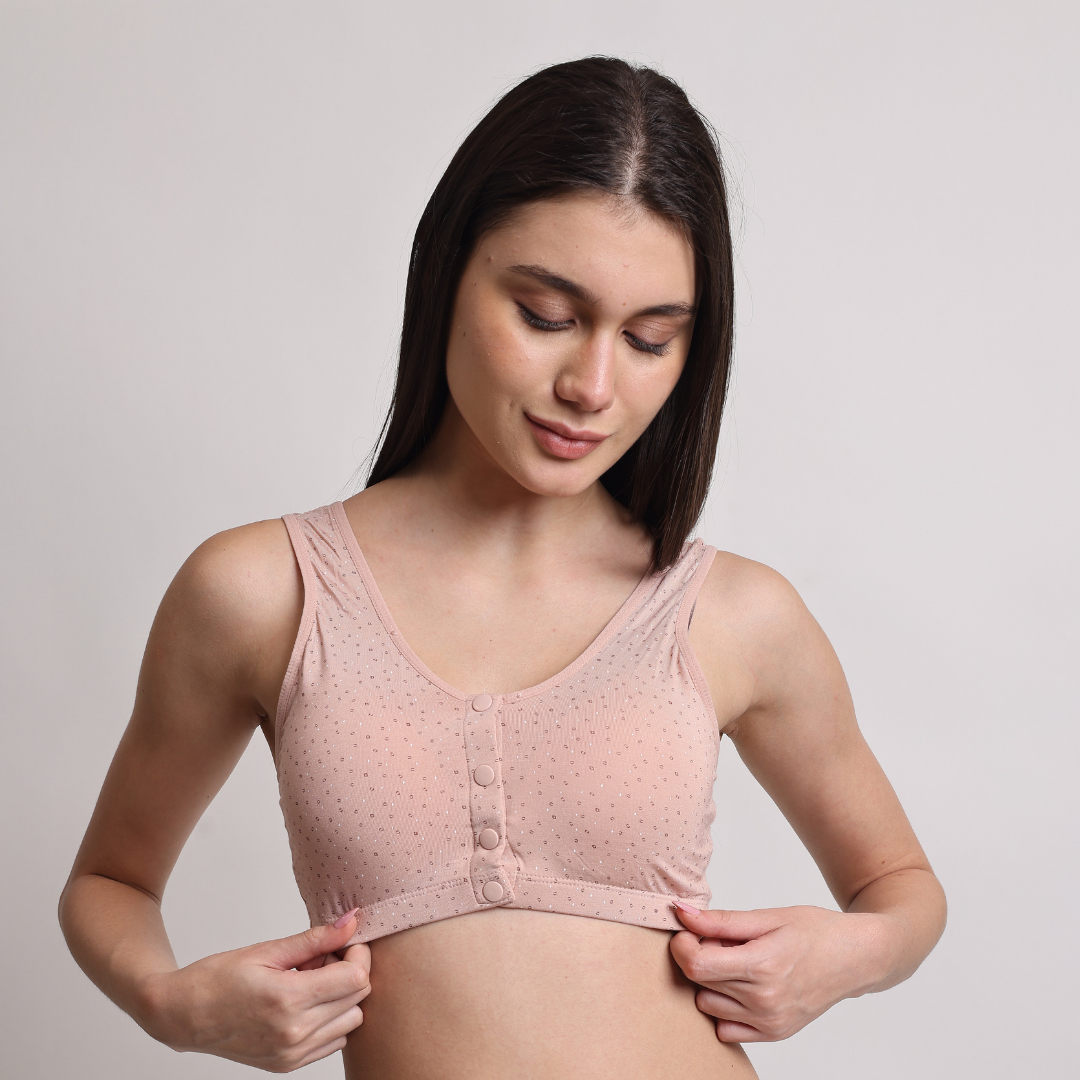 Swiss Dot Padded Bra - Dusty Rose
