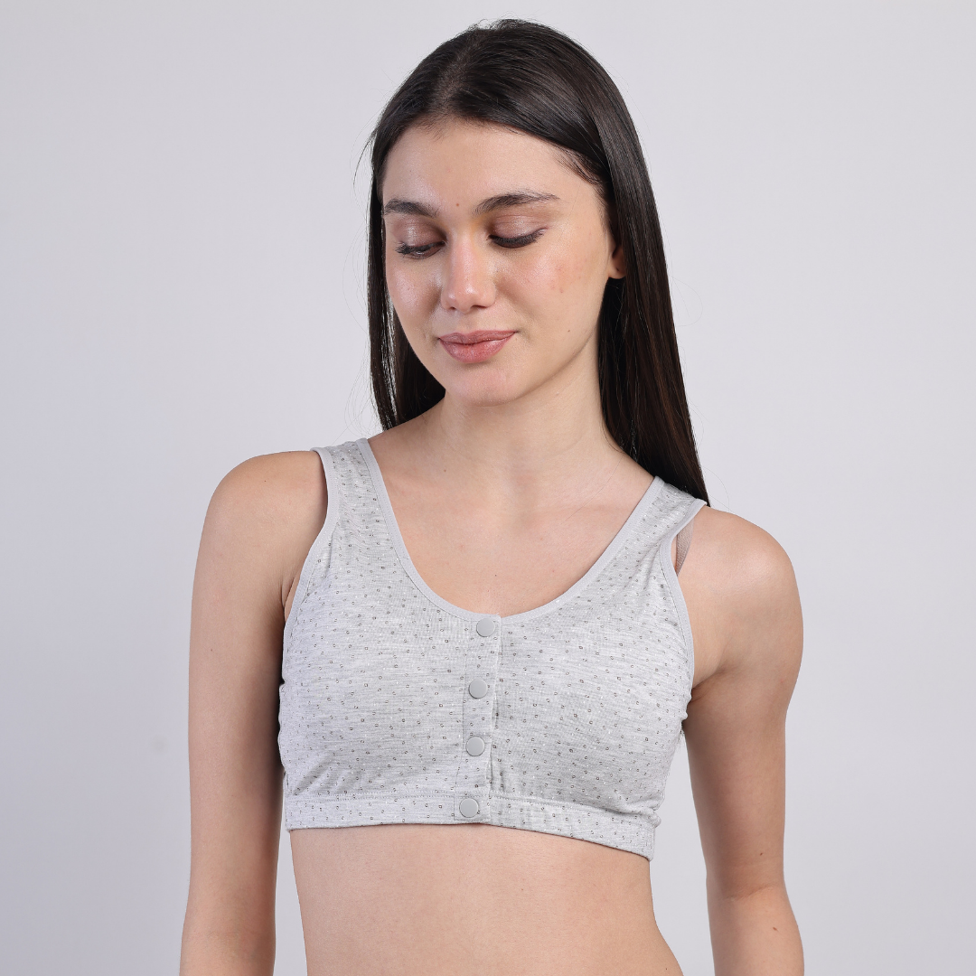 Swiss Dot Padded Bra - Grey