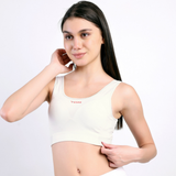 Active Bamboo Cotton Padded Bra - White - FREE SIZE