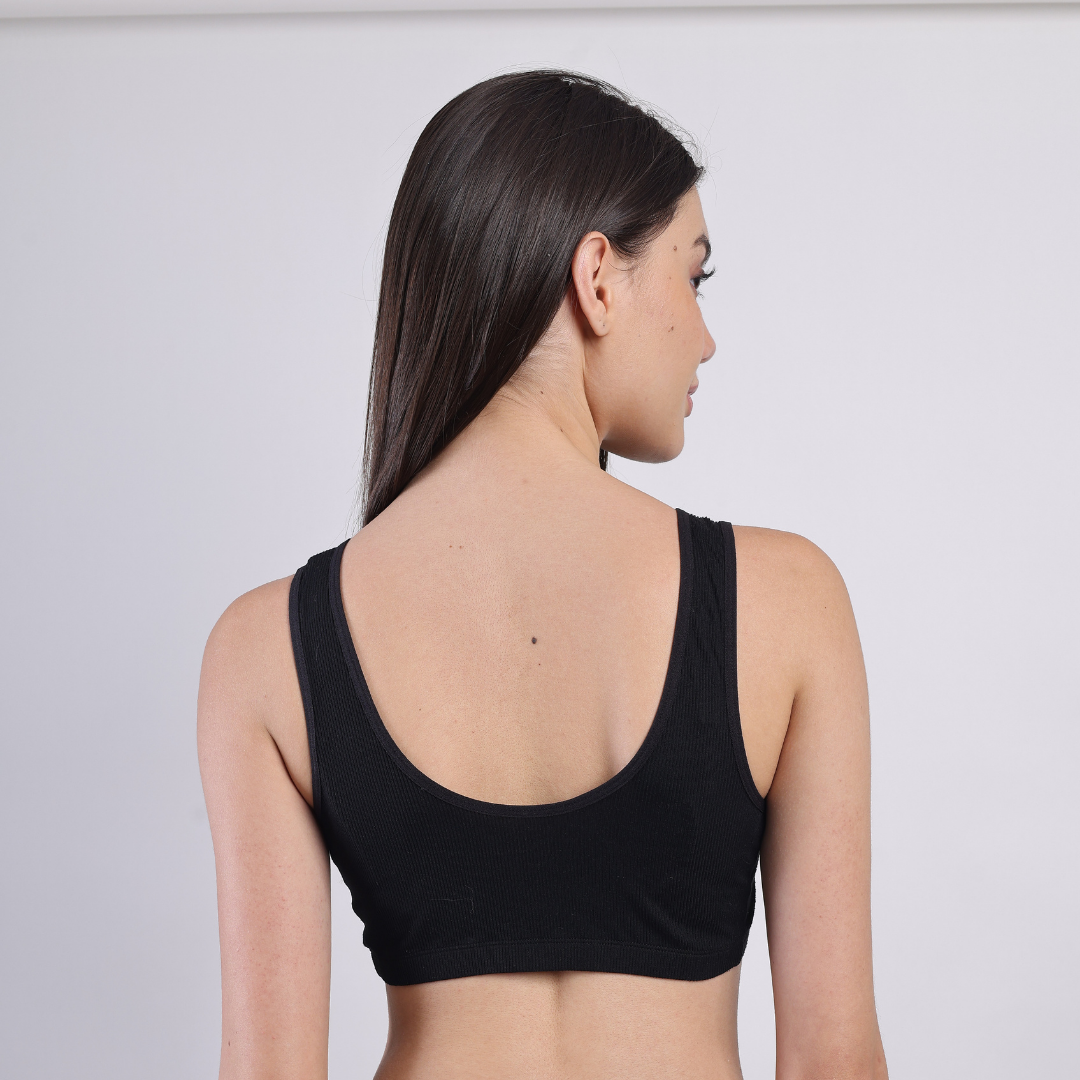 Corduroy Soft Padded Ease Bra - Black