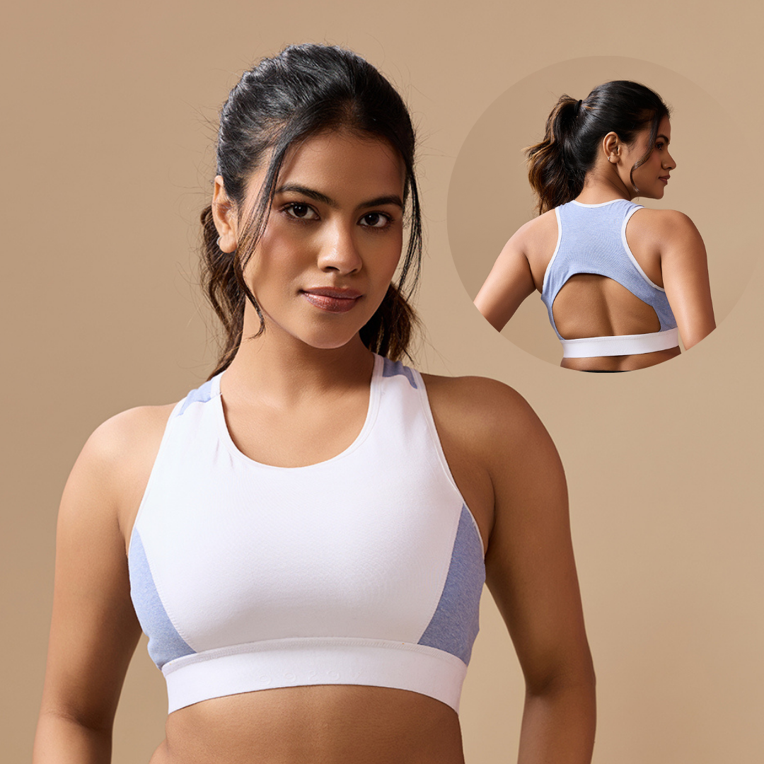 ⁠Air Touch Seamless Bra – Milange Blue