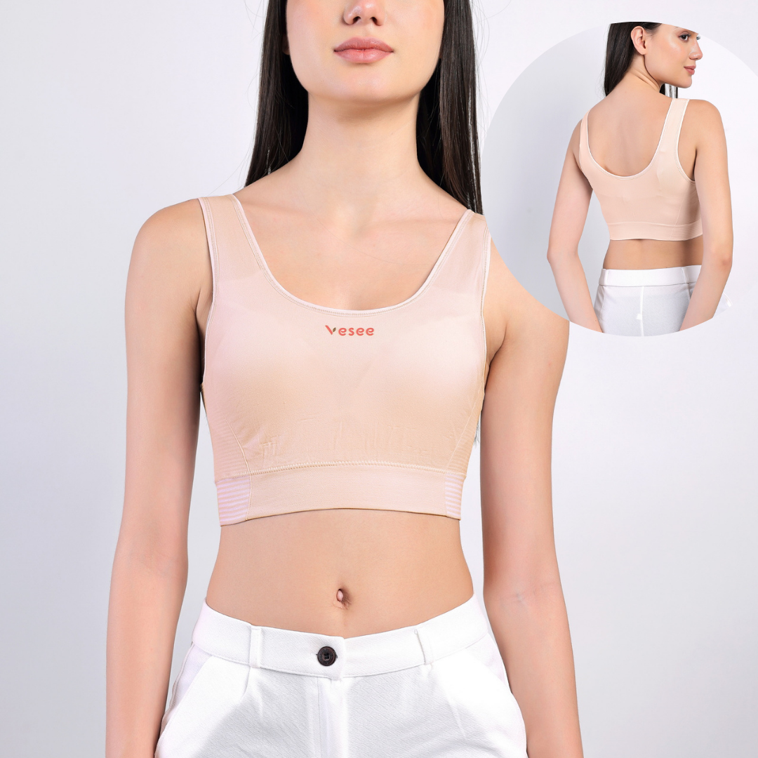Active Bamboo Cotton Padded Bra - Pink - FREE SIZE