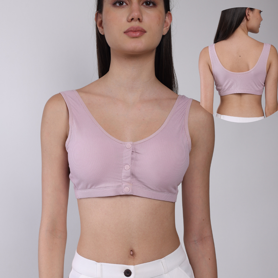 Corduroy Soft Padded Ease Bra - Light Mauve Pink