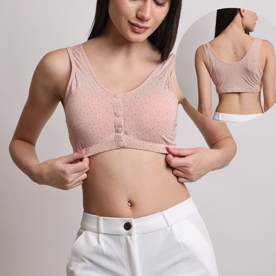 Swiss Dot Padded Bra - Dusty Rose