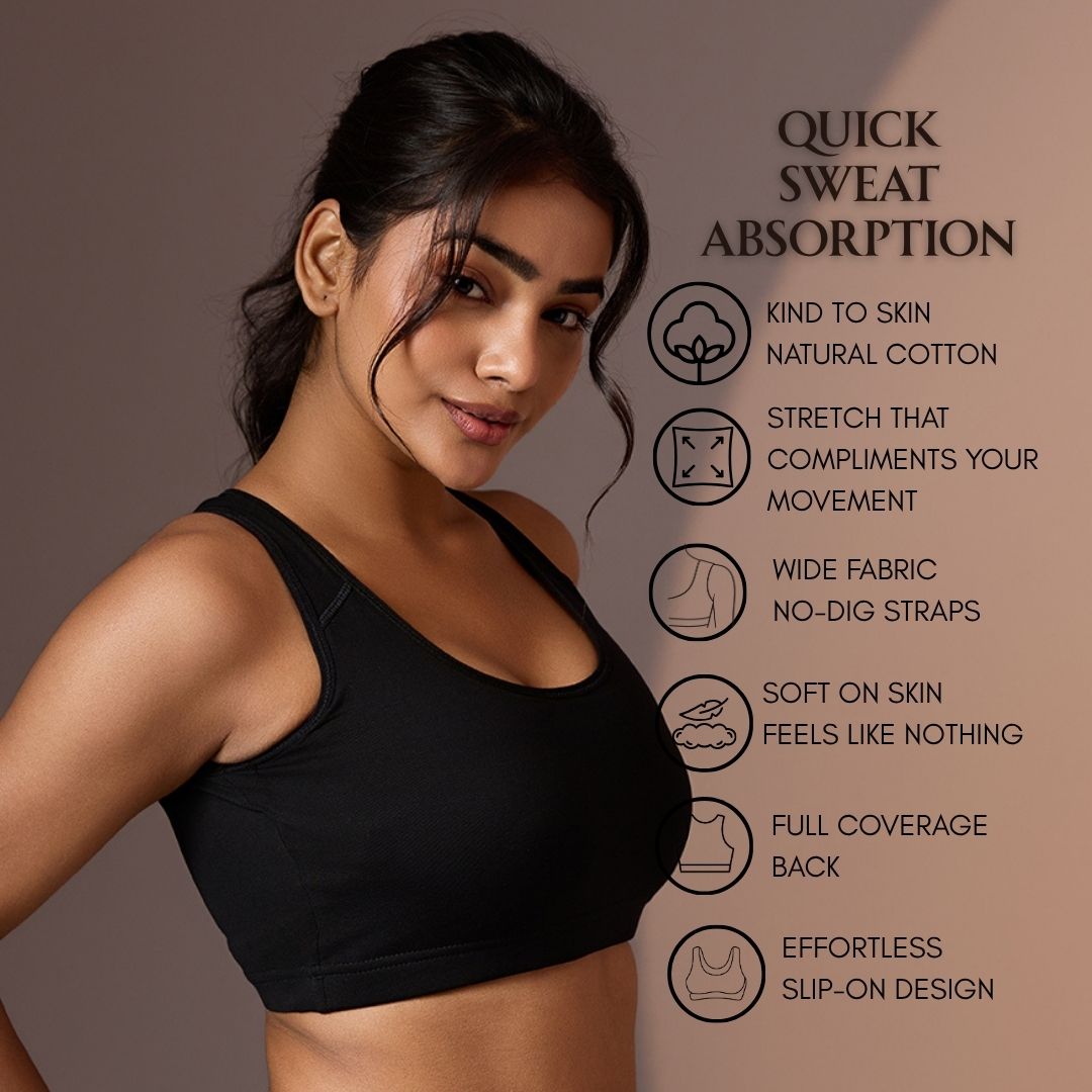 Seamless Ease Bra Top - Black