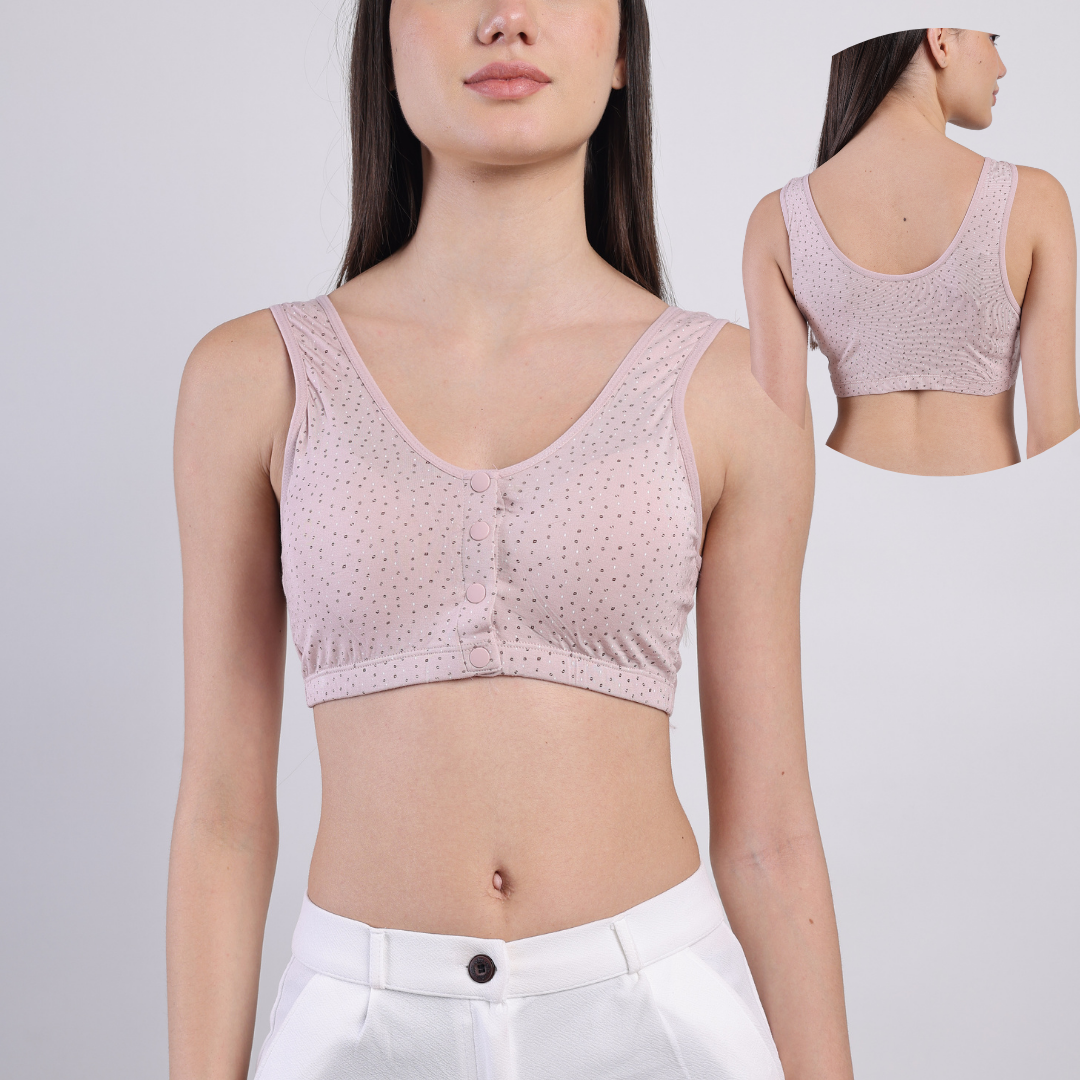 Swiss Dot Padded Bra - Light Mauve Pink