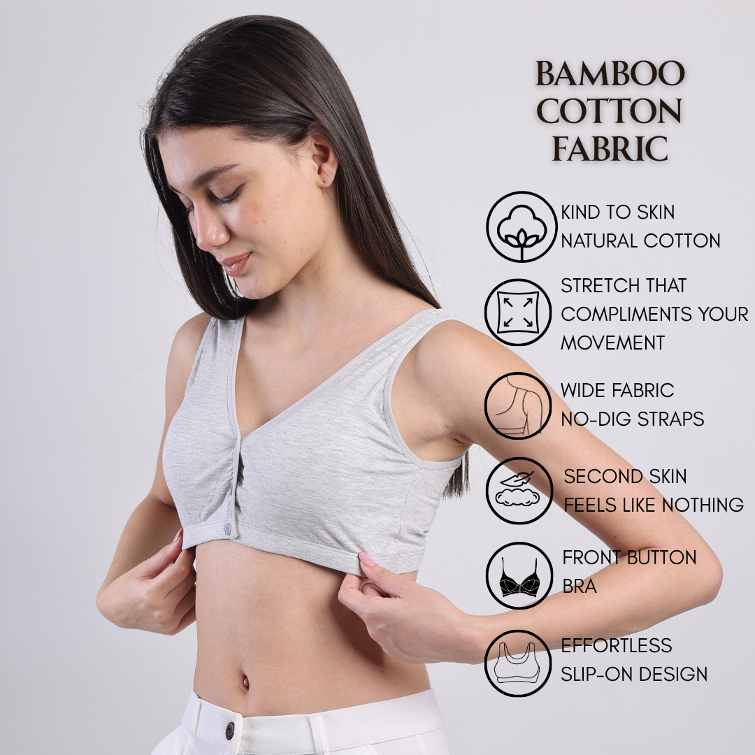 Solid Ease Comfort Padded Bra - Grey